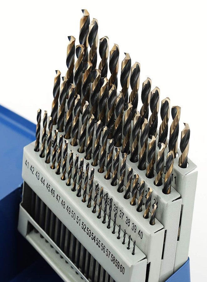 COMOWARE 60pcs Number Drill Bit Set, Wire Gauge #1 to #60, HSS M2 Drill Bit, 135° Split Point, Black and Gold Coated, Drill Bit Set for Metal/Plastic/Wood, with Index Case - Image 1